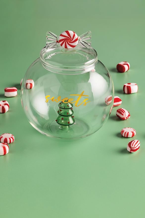Mud Pie Christmas Glass Cookie Jar