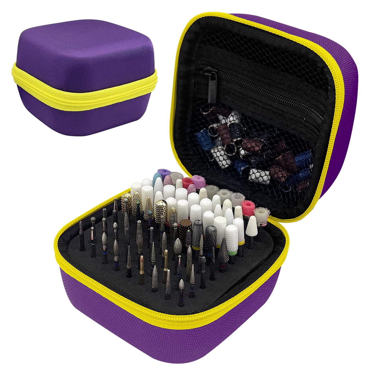 81 Holes Nail Drill Bit Holder, Nail Bits Display Container, Dustproof Portable Organizer Storage Bag, Efile Nail Bits Professio