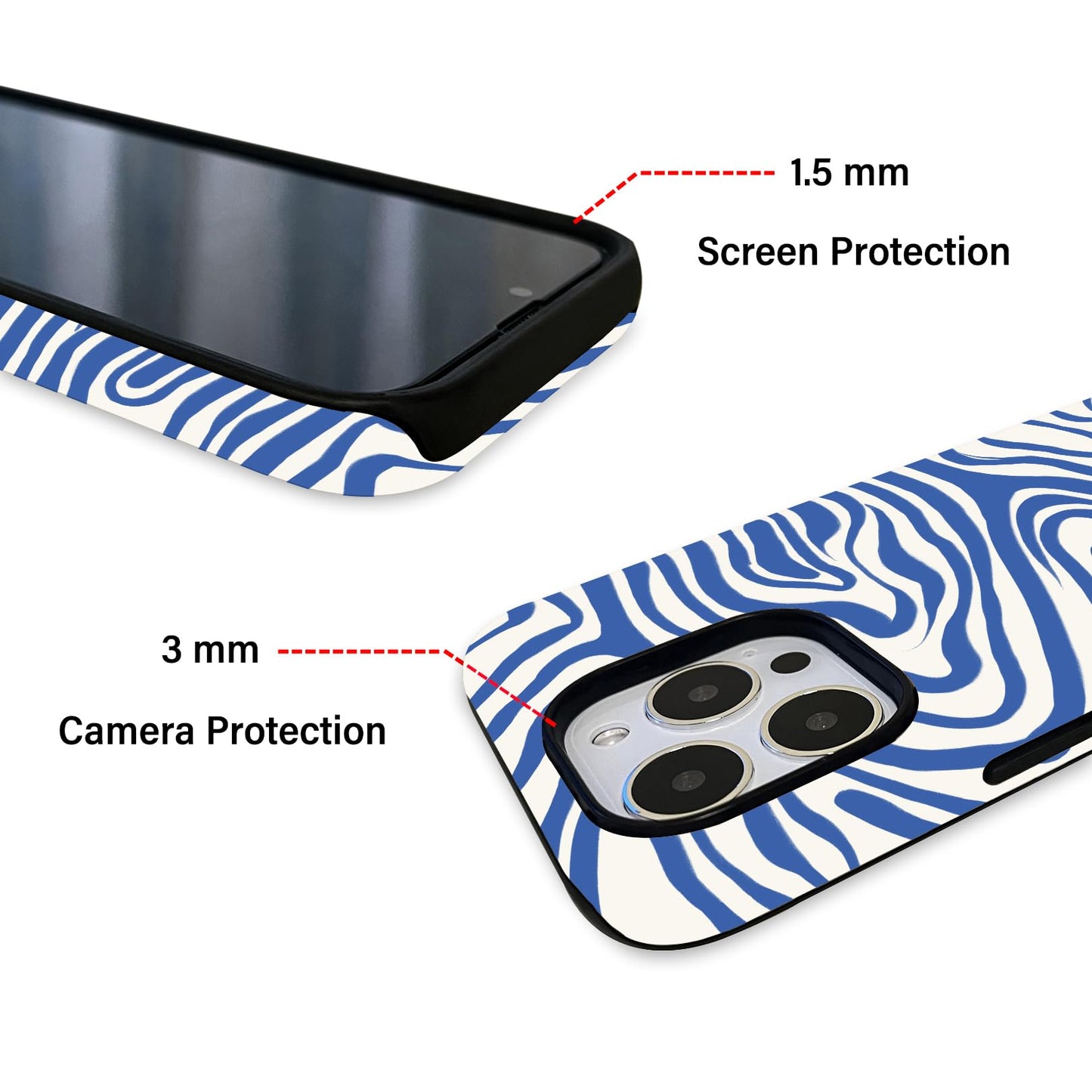 Zilkaifly For Iphone 12/12 Pro Case,Aesthetic Blue Ocean Wavy Design Phone Case For Woman,Cute Trendy Summer Phone Cases For Iph