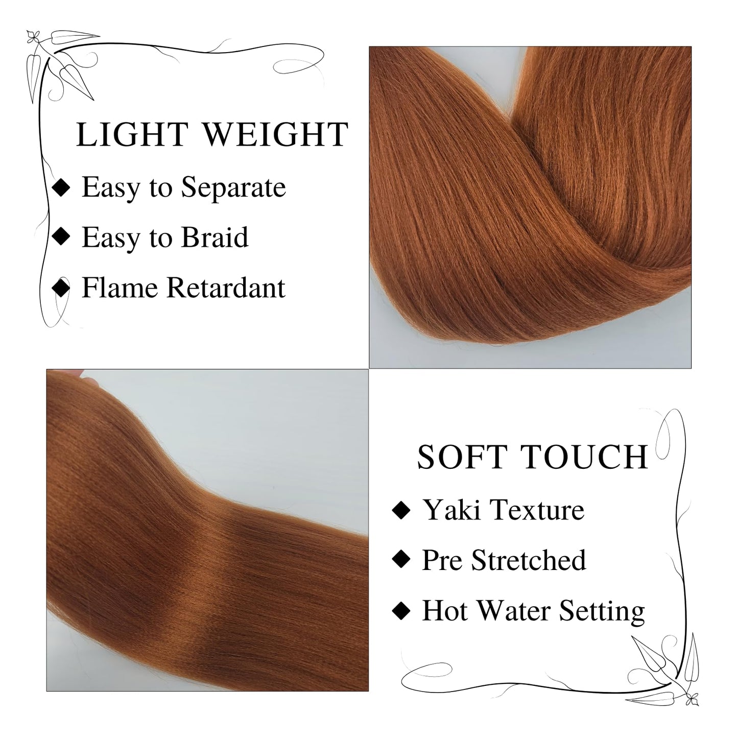 Auburn Brown Boho Braiding Hair Pre stretched Curly Braiding Hair for Boho Braids Bohemian Braids Hypoallergenic Knotless Ez Bra