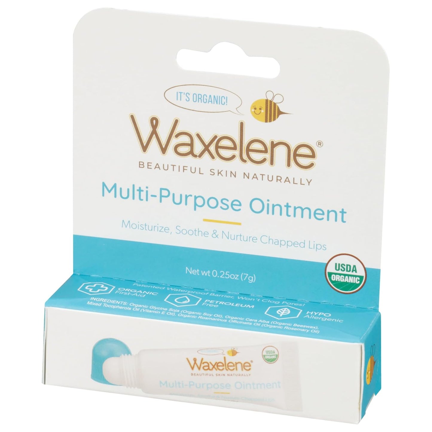 Waxelene Original Lip Tube, Single, Best Lip Balm Ever Organic Multipurpose Ointment Baby Eczema Chapped Dry Sensitive Skin Body Hand Face Moisturizer