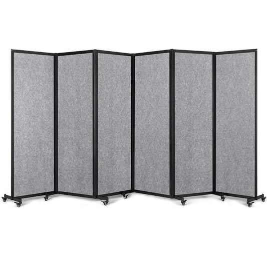 Strongbird Room Partition,Office Divider,Portable Commercial Screen Dividers,Privacy Partition Separator,Classroom School Dividers,12'7"L* 6'7"H,6 Panel,Light Grey