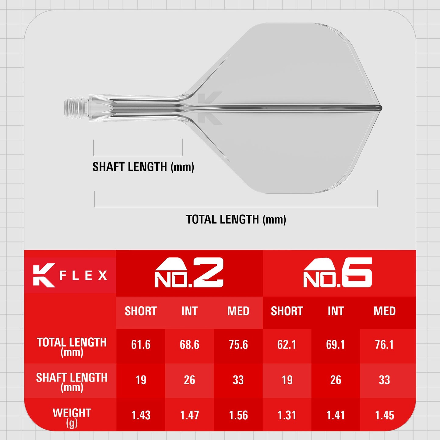 Target Darts K Flex Integrated Dart Flights And Shafts  No.2 Clear (Medium) | Pack Of 3 K-Flex - No2  Kflex All In One Moulded Dart Flight & Stem | Professional Dart Accessories