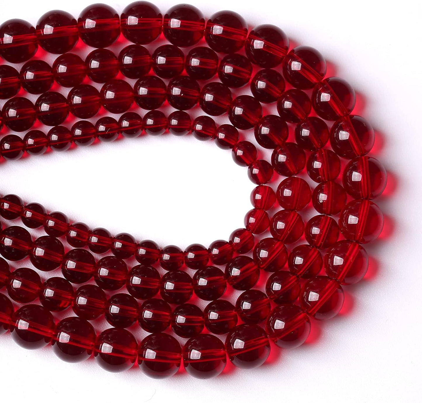 136pcs 6mm Smooth Garnet Red Glass Crystal Round Loose BeadsFor Jewelry Making DIY Bracelet Necklace Accessories 32" 2 Strand