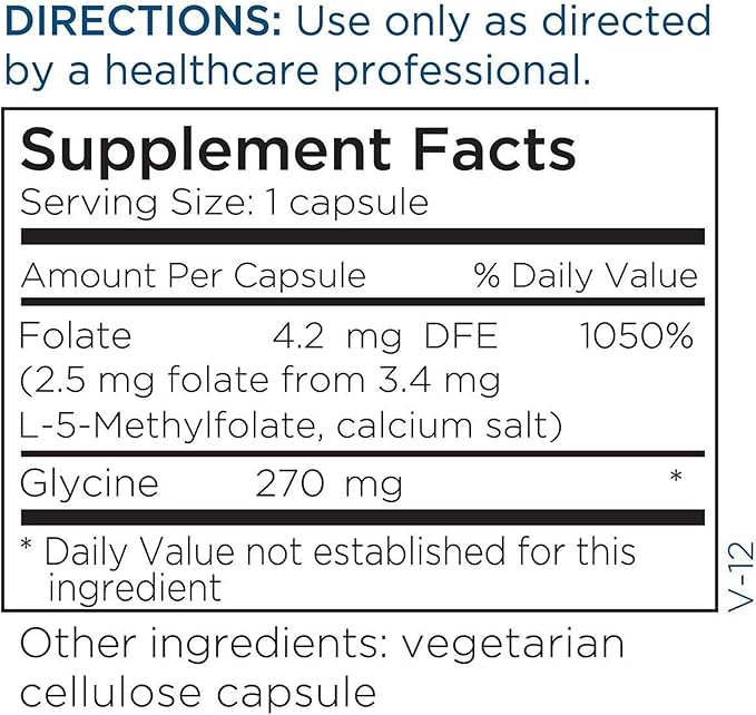 Metabolic Maintenance L-Methylfolate 2.5 mg - L Methyl Folate, Methylfolate Supplement for Women & Men, Methylated Vitamin B9 (5-MTHF) for Brain Health, Focus, and Calm - 30 Capsules (Pack of 1)