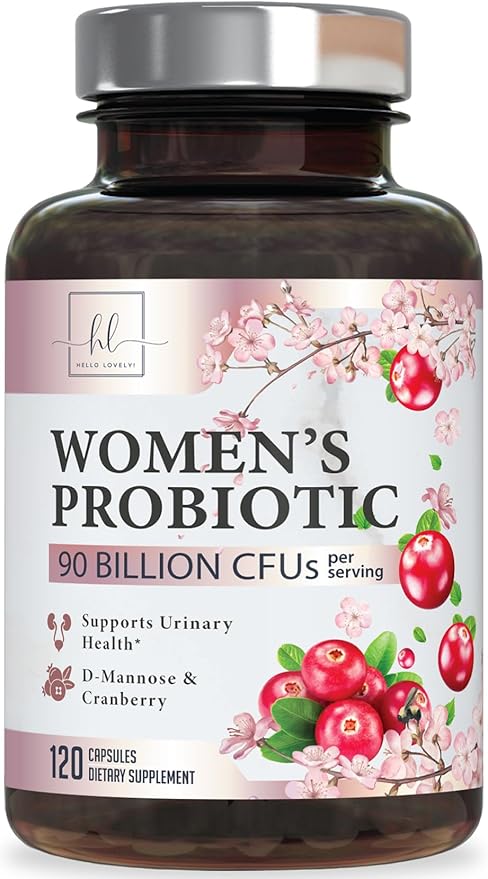 Probiotics for Women 90 Billion CFU, pH Balance for Feminine Vaginal Odor, 16 Probiotic Strains with Prebiotics, Cranberry, D-Mannose & Digestive Health, Immune Support, Shelf Stable - 120 Capsules