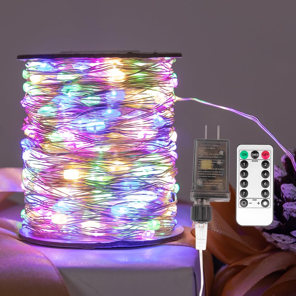 Zeluxdot 100Ft Fairy Lights, 300 Leds Waterproof Twinkle String Lights, Multicolor Copper Wire, Remote Control For Indoor/Outdoor Use