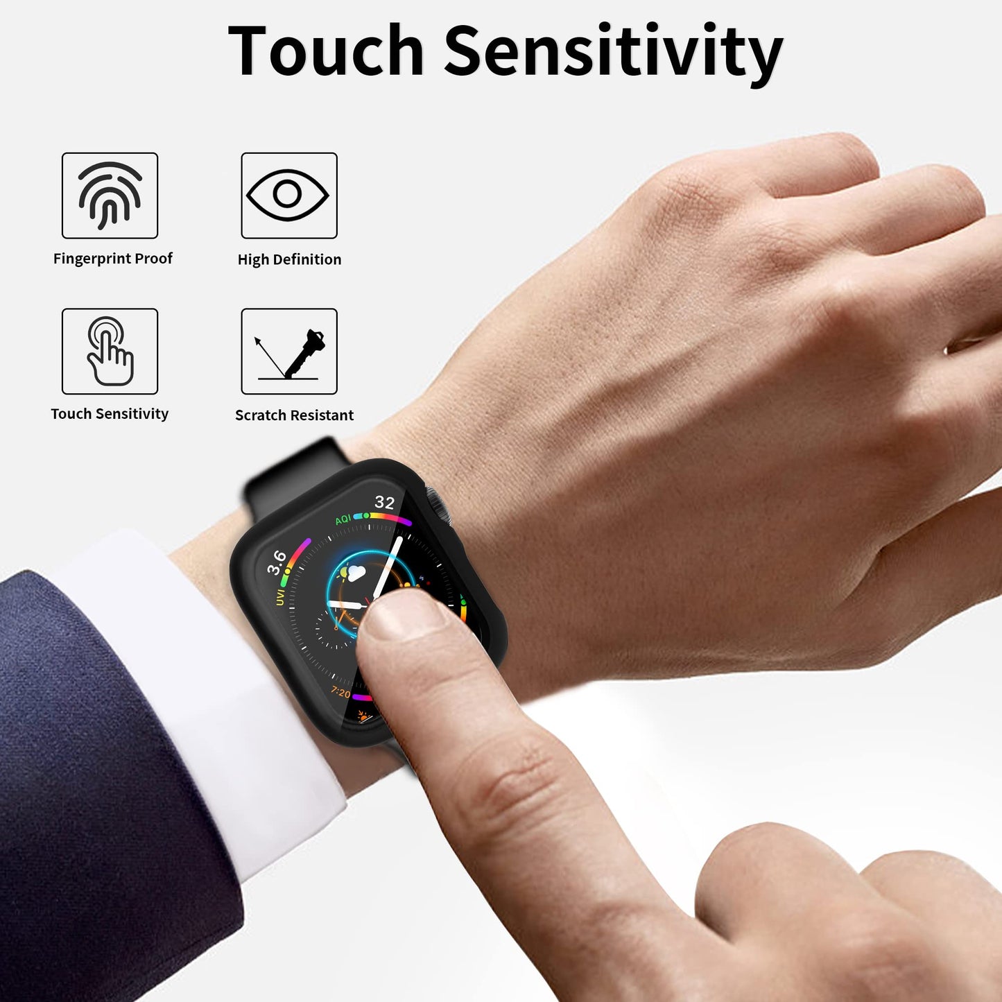 10 Pcs Jomitvp Hard Pc Case Compatible For Apple Watch Series 3/2/1 42Mm With Tempered Glass Screen Protector, All Around Protec