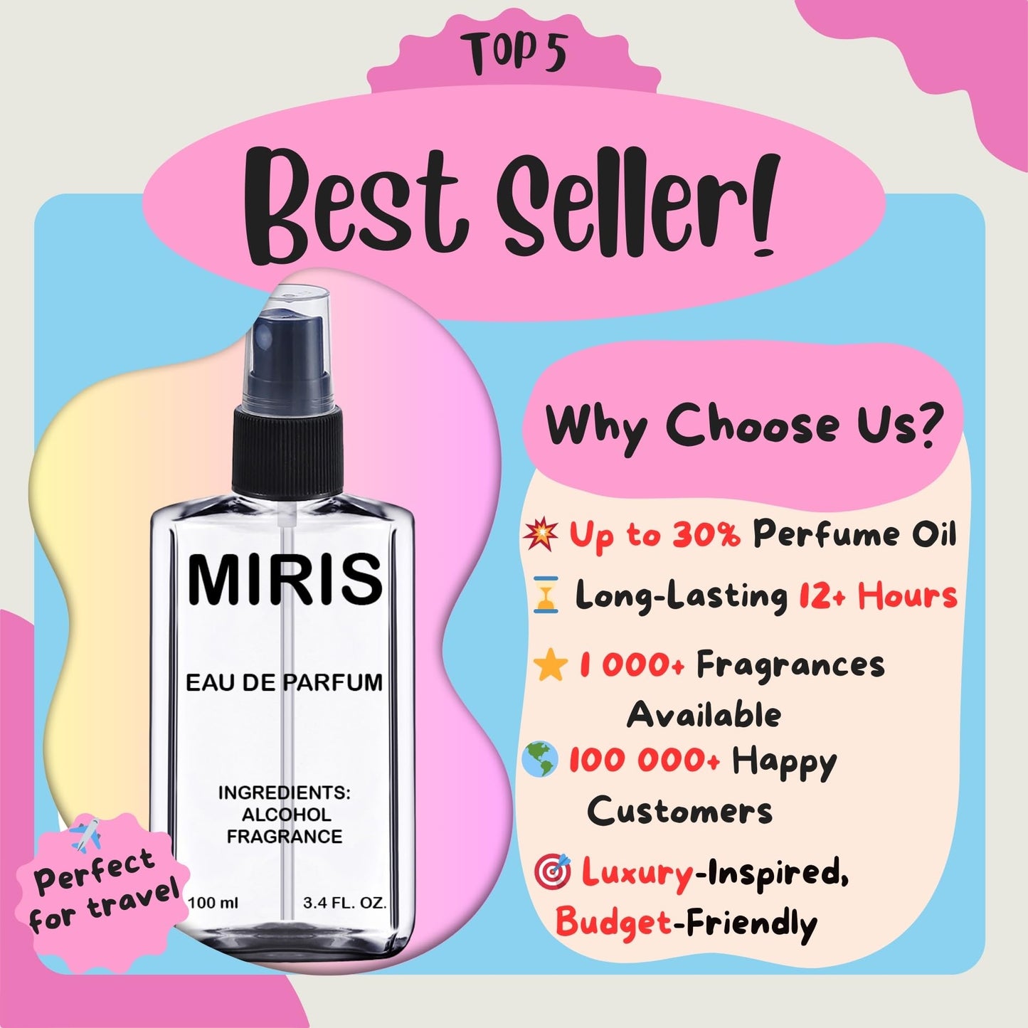 MIRIS No. 244506, Inspired by Ange Schle Essential, Long-Lasting Eau de Parfum for Men, Spray 3.4 Fl Oz / 100 ml