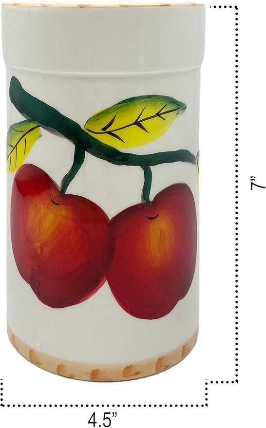 Tuscany Red Apple with Bamboo Trim Hand Painted, Kitchen Tool Set, 84338 by ACK
