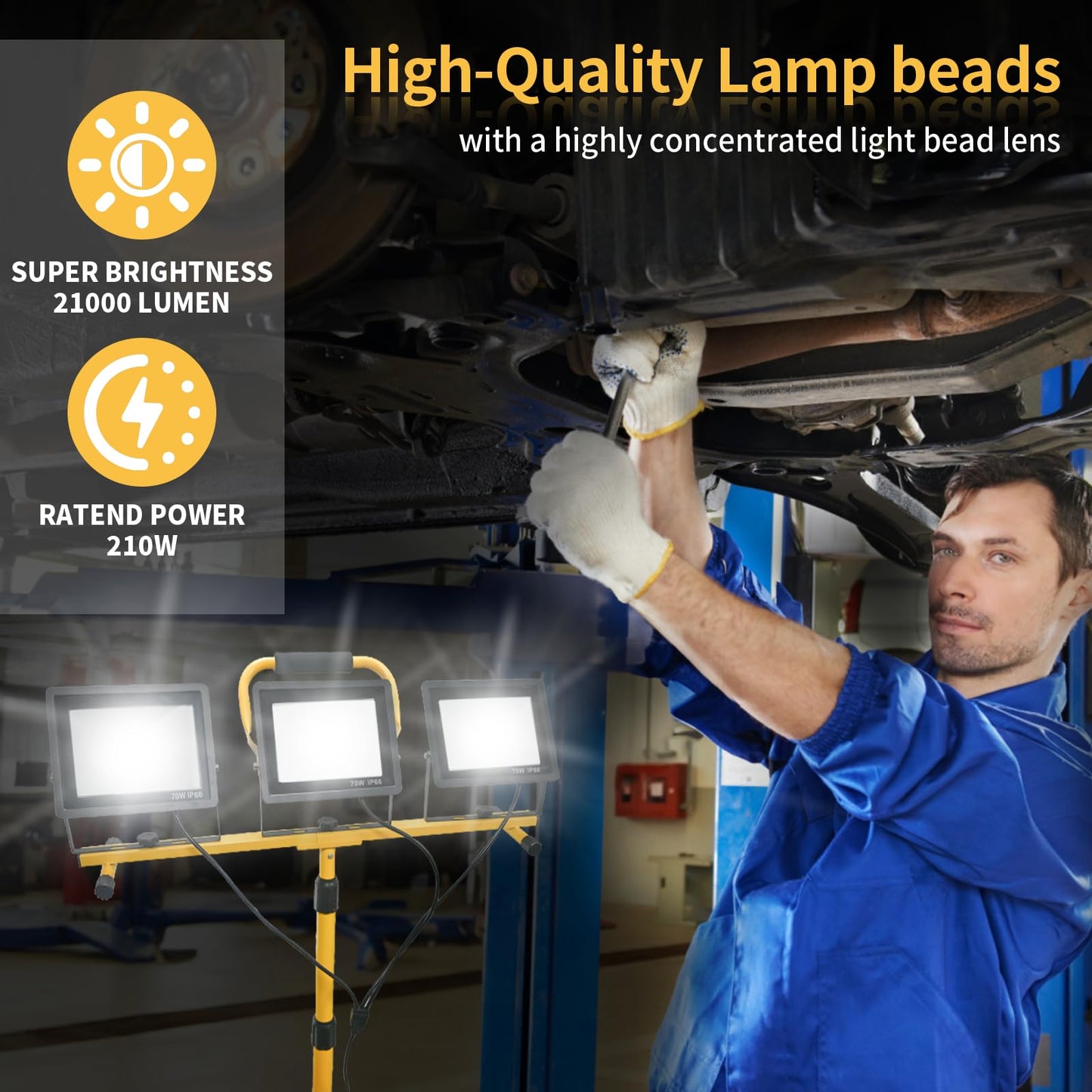 Jefedana Led Light Work Stand: 21000Lm Portable Lighting For Job Site  Construction & Garage Workshop
