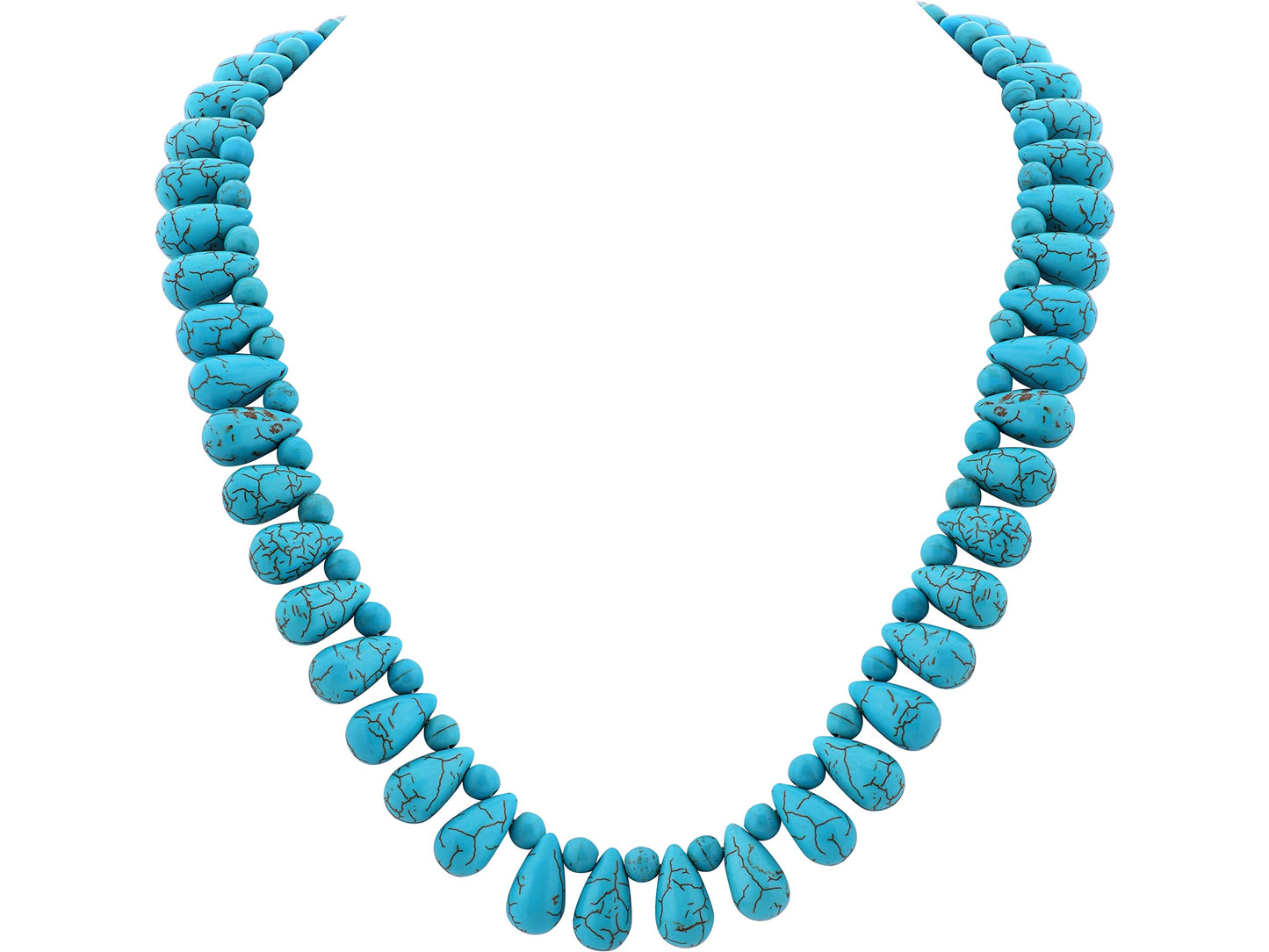 MINACHI Bohemian Chunky Vintage Created Turquoise Teadrop Beads Necklace, Boho Summer Statement Jewelry Gift for Women