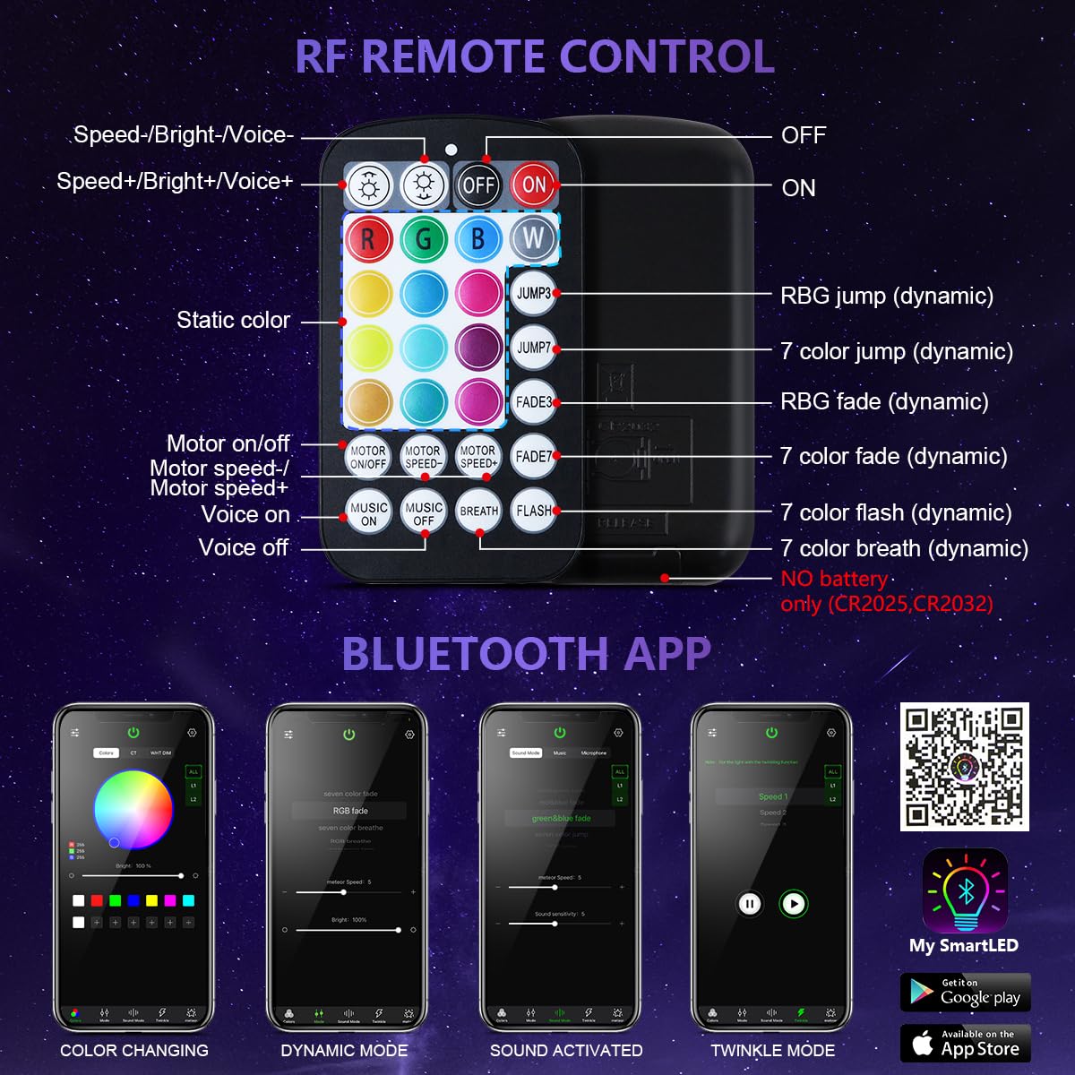 Starlight Headliner Kit, Twinkle & Sound Activate RGBW 16W Car Fiber Optic Lights with Bluetooth APP & Remote Control, 550 pcs*0.03in*9.8ft, Star Lights for Car/Home Decor