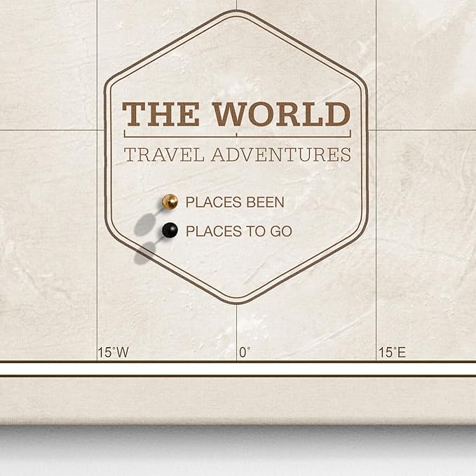 Canvas World Map with Cork Pin Board - English Lettering - Decorative Wall Decoration for All Rooms - Canvas Pictures with World Map Motif (70x50 cm, Pattern 16)