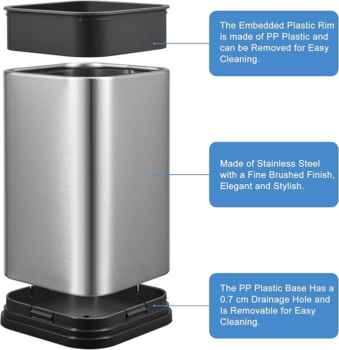Large Square Stainless Steel Kitchen Utensil Crock, Countertop Holder for Spatulas, Spoons, Tongs & Whisks, Removable Base Organizer, Kitchen Tool Organizer & Cooking Utensil Holder