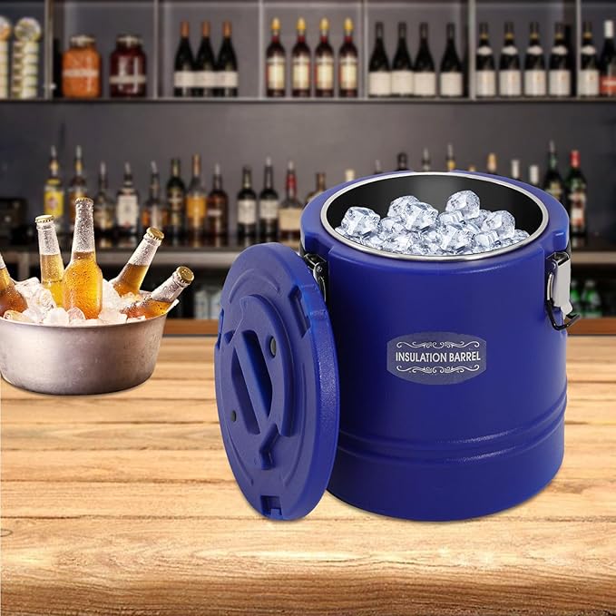 Eapmic 15.85Qt Insulated Food Container, Stainless Steel Container, 15L Commercial Soup Carrier 6 Hours Heat Preservation for Hot and Cold Food Storage Restaurant Canteen Home Lunch Use (Blue, 15L)