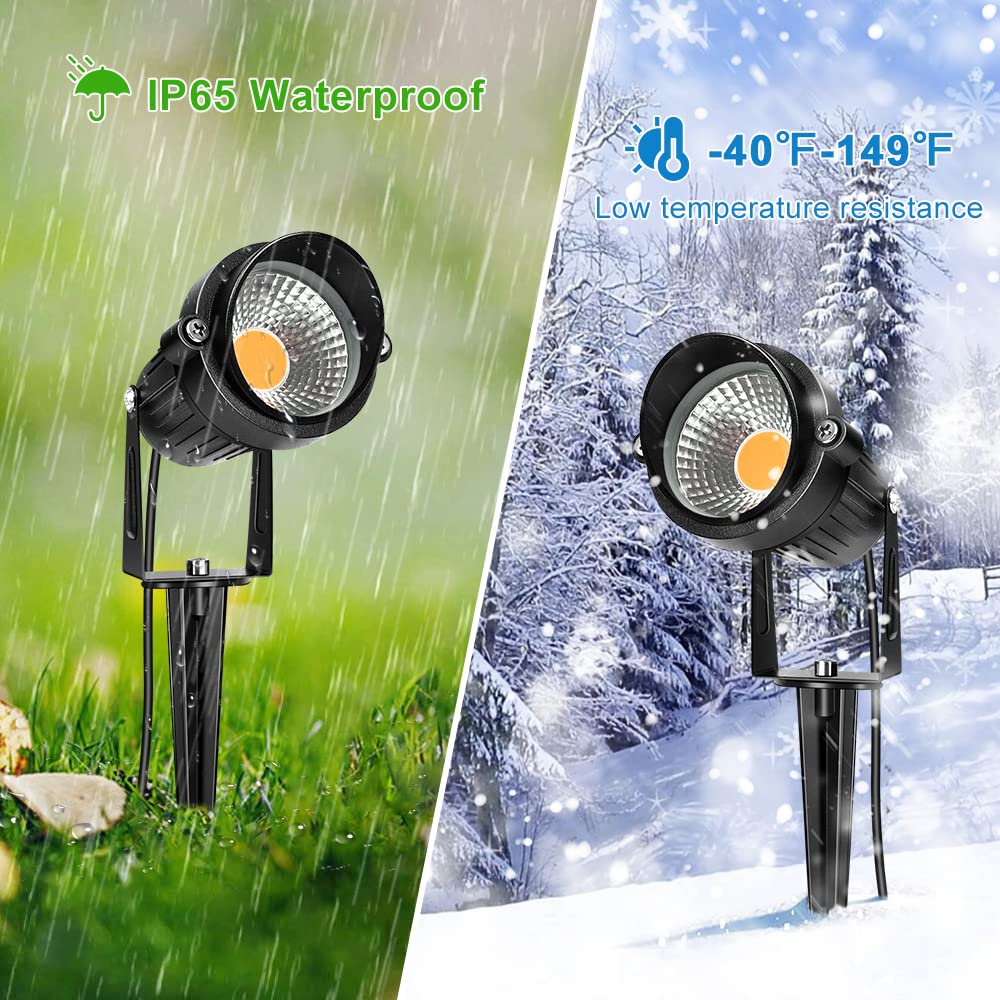 Lightingwill 5W Led Landscape Lights  Warm White 3000K-3500K  Waterproof Dc 12V Cob Led Outdoor Wall Spotlight Low Voltage Garden Tree Spot Lighting For Yard Pathways Fence (4 Pack)