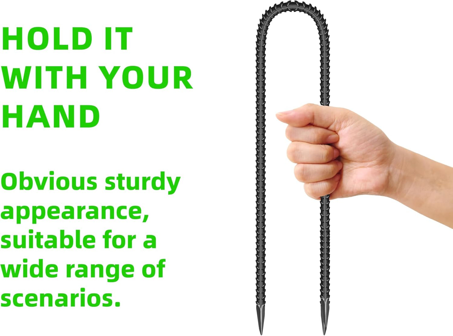 11 Pieces 12-Inch Garden Ground Stakes Galvanized Steel U Shape Hook Rebar Stake - Heavy Duty Ground Anchors for Tents, Position Kits,Fences, and Trampolines
