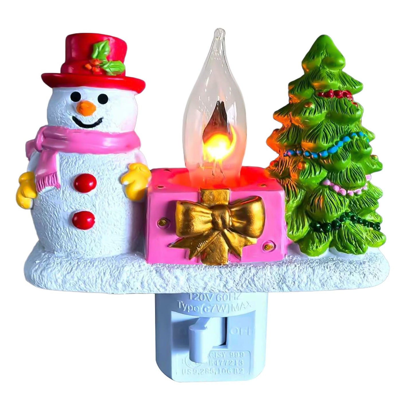 Nlaa Christmas Campfire Flickering Nightlight Cute Polyresin Swivel Plug Flickering Nightlight Plug-In Figurine Lamp For Holiday Decor  Indoor Campfire Night Light With Flicker Bulb Figurine Light