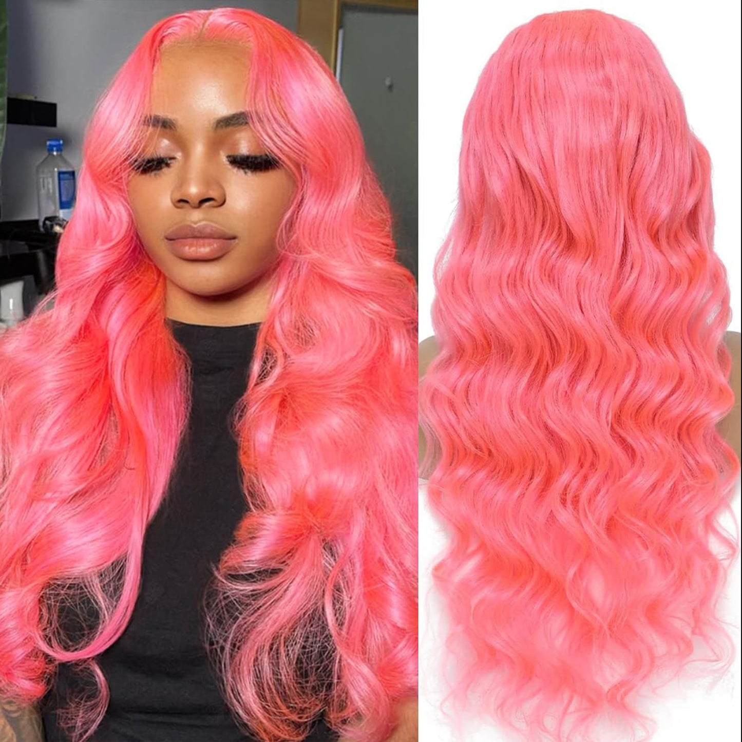Shciyair Pink Wig Human Hair 13x4 Body Wave HD Lace Front Wigs Human Hair Pre Plucked 200 Density HD Lace Frontal Wigs Human Hai