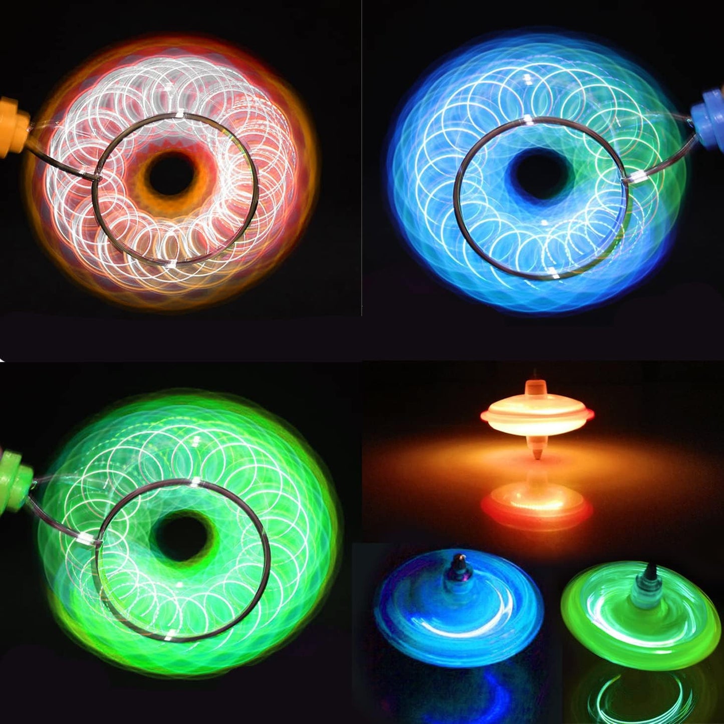 Jishi Light Up Gyro Wheel 3pk Magic Rail Twirler Toy Gifts for Kids Stocking Stuffers for Boys 8-12, Magnetic Yoyo Spinner Sensory Fidget Toys for Kids Ages 3-5 4-8-12 Year Old Boys Girls Teens Adults