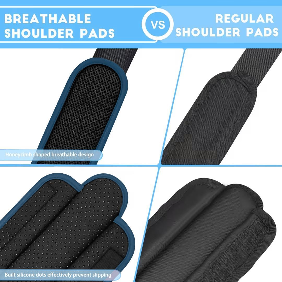 ZINZ 2-Pack Universal Shoulder Pad with Ultra thick Cushion for Bag Luggage Bag Crossbody, Plus Long & Anti-Slip & Breathable,Black Blue-2Pack