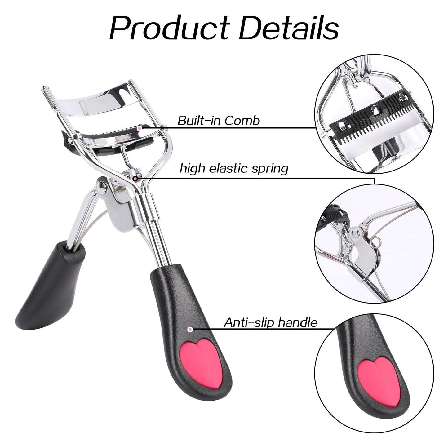 Eyelash Curlers with Comb,2 Pcs Eye Lash Curler Lash Tool Built in Comb Mini Makeup Lash Separator Tool Portable False Eyelashes
