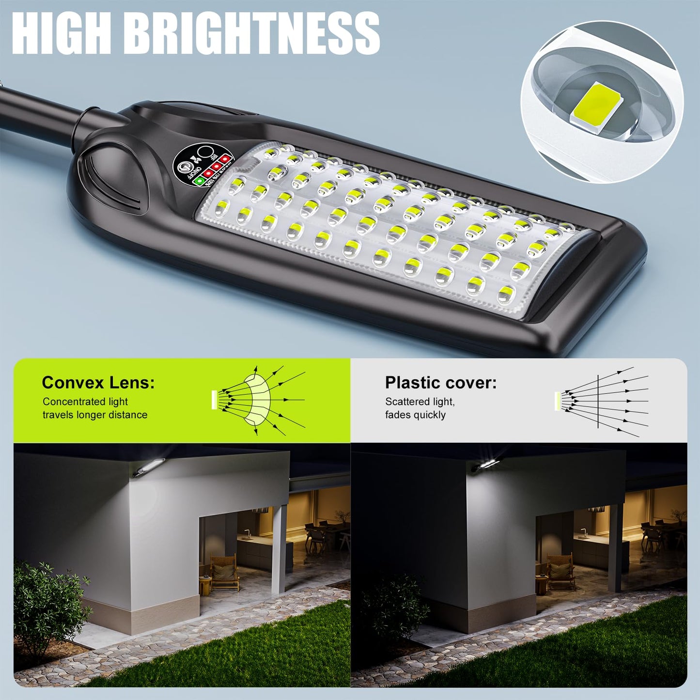 LAMPTEC Solar Street Lights, 30000LM Waterproof LED Flood Light, Motion Sensor, Remote Control, 4 Pack, Black, Model SL601-50