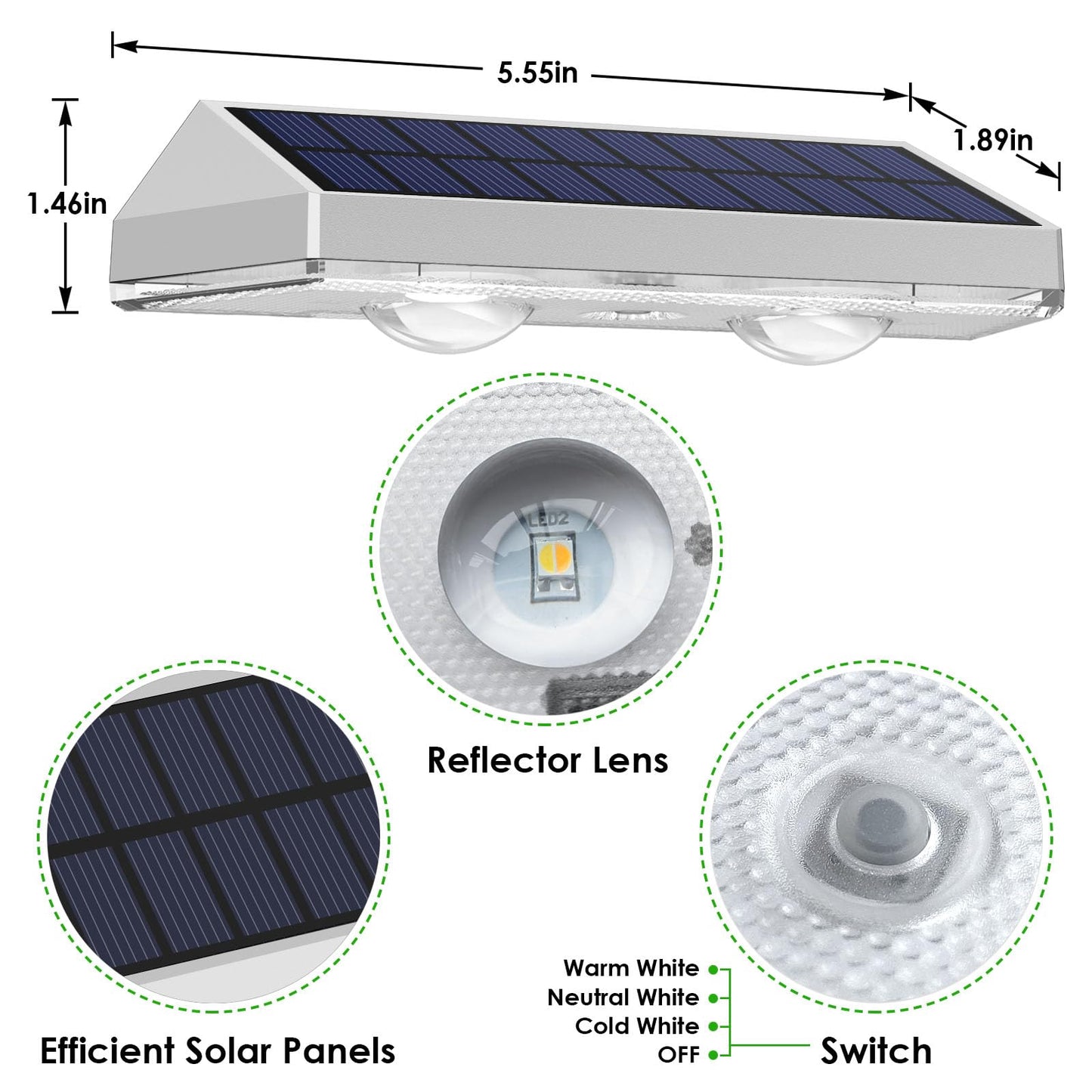 Solar Fence Lights Outdoor - 2700/4000/6000K 3 Modes  Ip65 Waterproof Fence Solar Lights Outdoor  Fence Light Solar Powered For Patio Decor/Railing/Step And Wall - Unique Housewarming Gifts(8 Pack