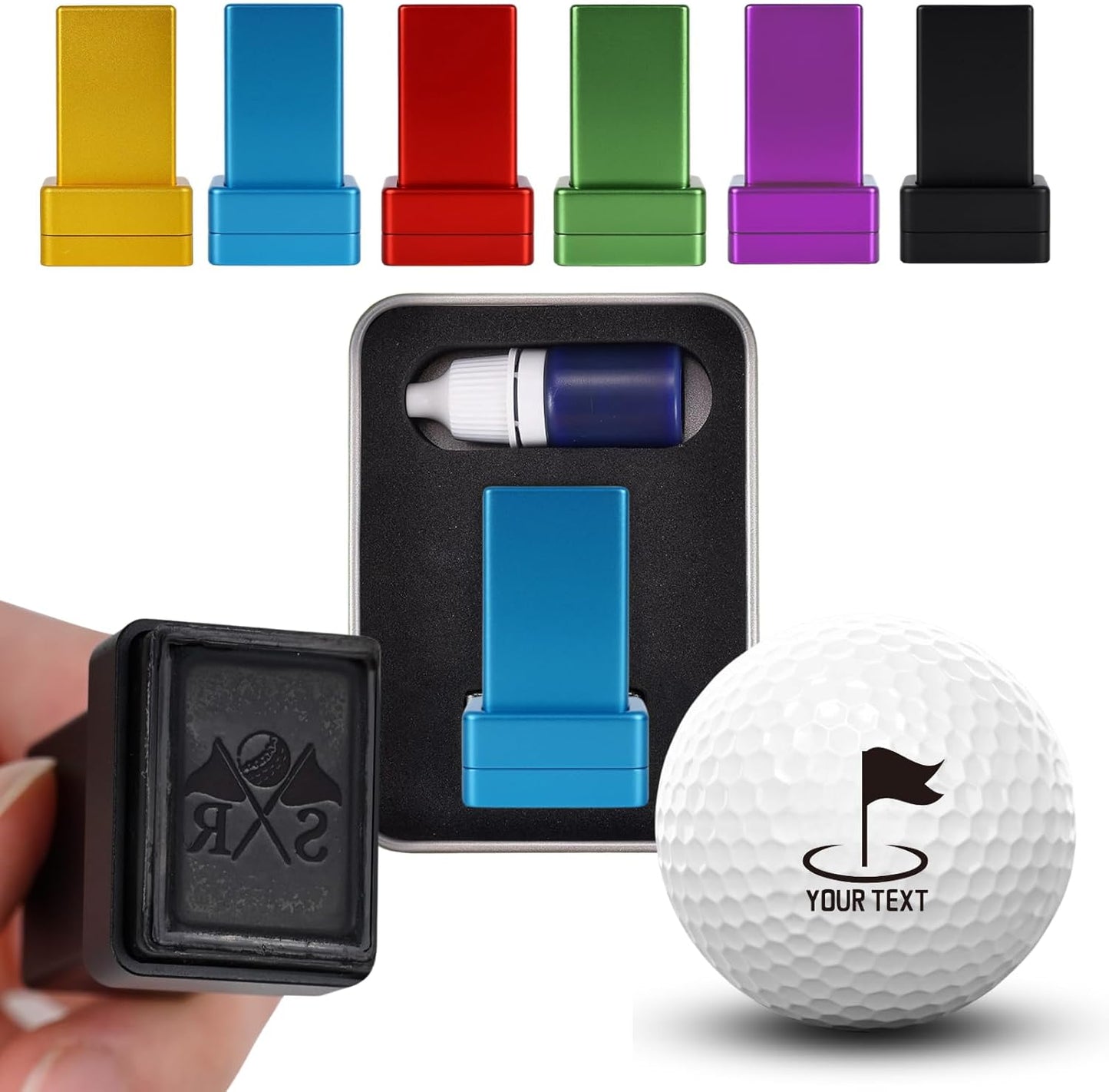 Personalized Golf Ball Stamp with Ink & Metal Box, Custom Name Self-Inking Golf Ball Marking, Golf Accessories, Gift for Golf Lover, Dad, Husband, Father's Day Birthday
