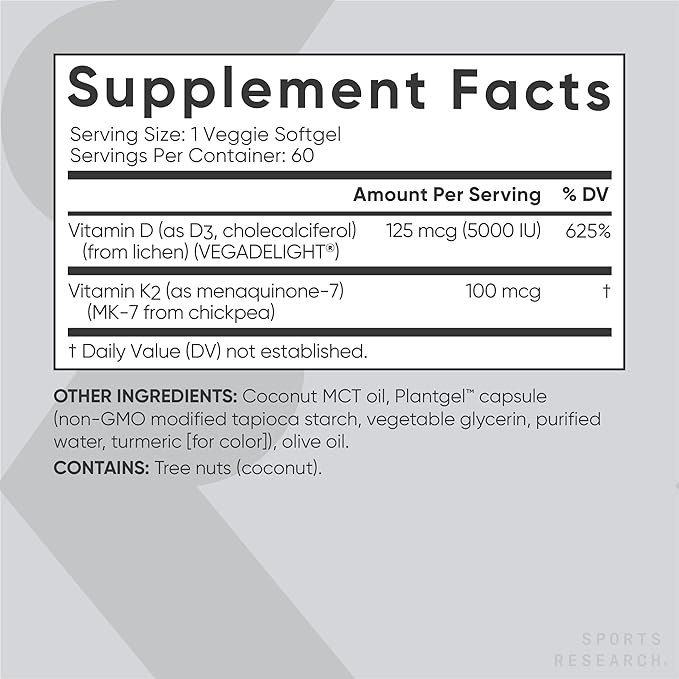 Sports Research 1250 mg Omega 3 Burpless Fish Oil - Wild Alaskan Pollock - (90 Count), High Potency Vegan Vitamin C 1000mg (240 Count) + Vegan 5000iu Vitamin D with 100mcg Mk7 Vitamin K (60 Count)