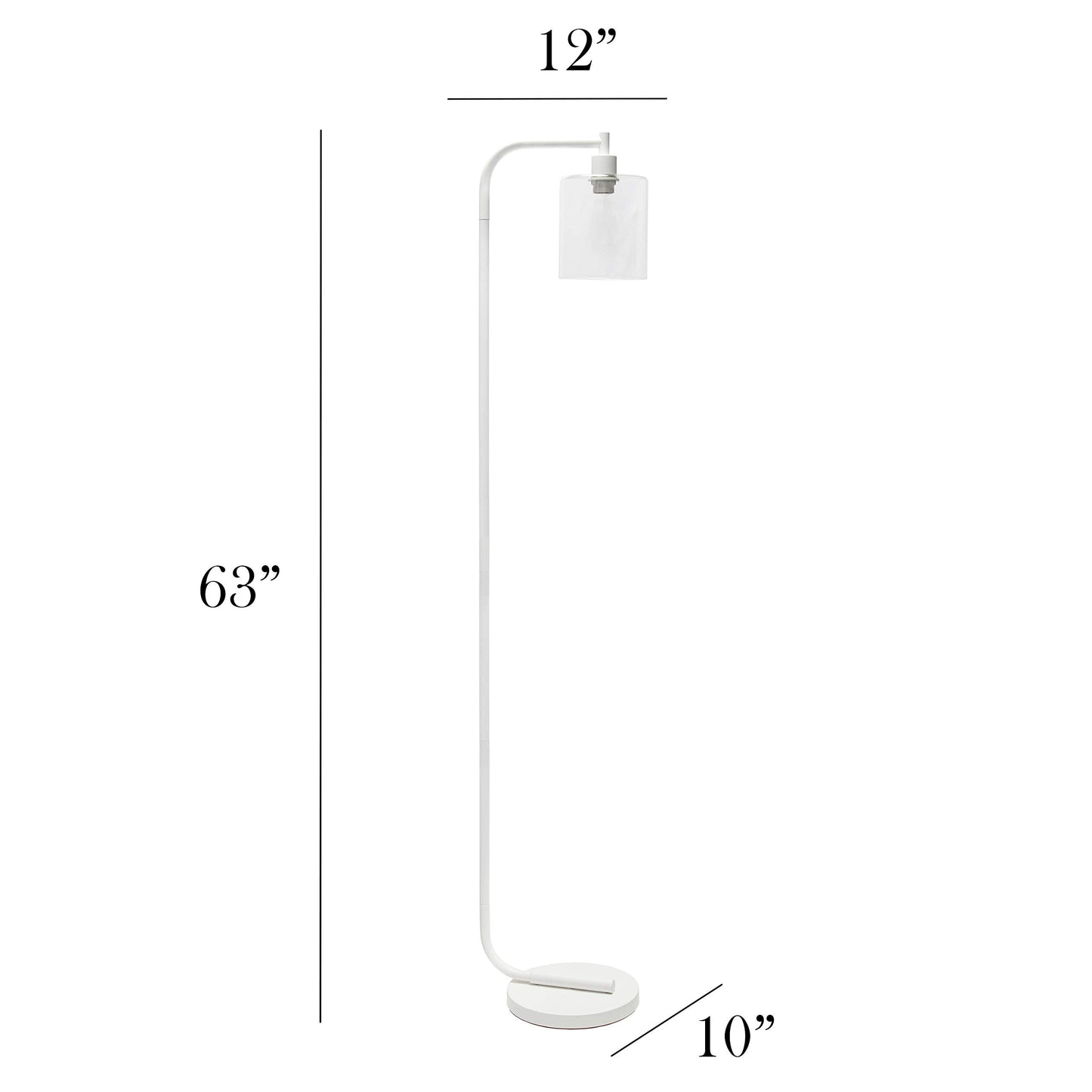 Simple Designs Floor Lamp - Antique Style Industrial Iron Lantern, White, 12 x 10 x 63, Model LF1036-WHT