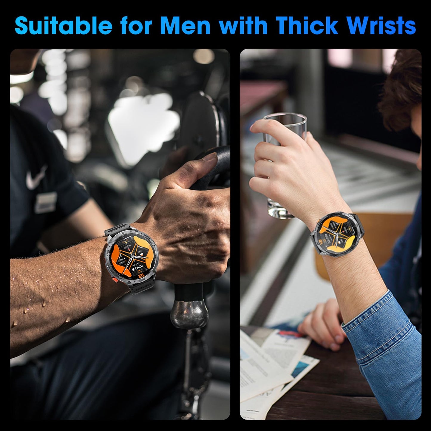 Military Smart Watch for Men 1.75" HD AMOLED Display 730mAh Battery Smart Watches with LED Flashlight for Android iOS（Bluetooth Call Answer/Dial Calls） Fitness Tracker with Heart Rate
