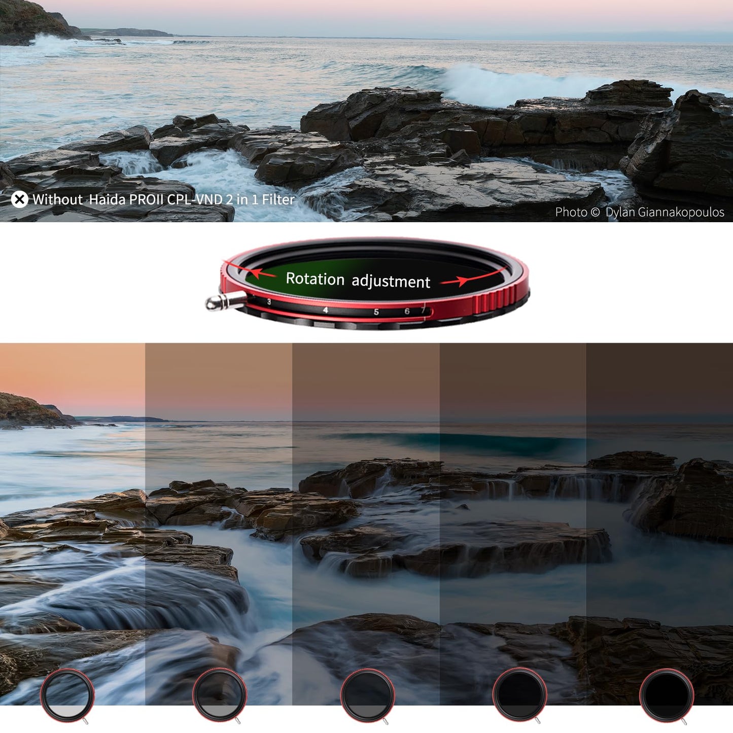 Haida 82Mm Pro Ii Multi-Coating Circular Polarizer + Variable Neutral Density Slr Camera Lens Filter Waterproof Scratch Resistan
