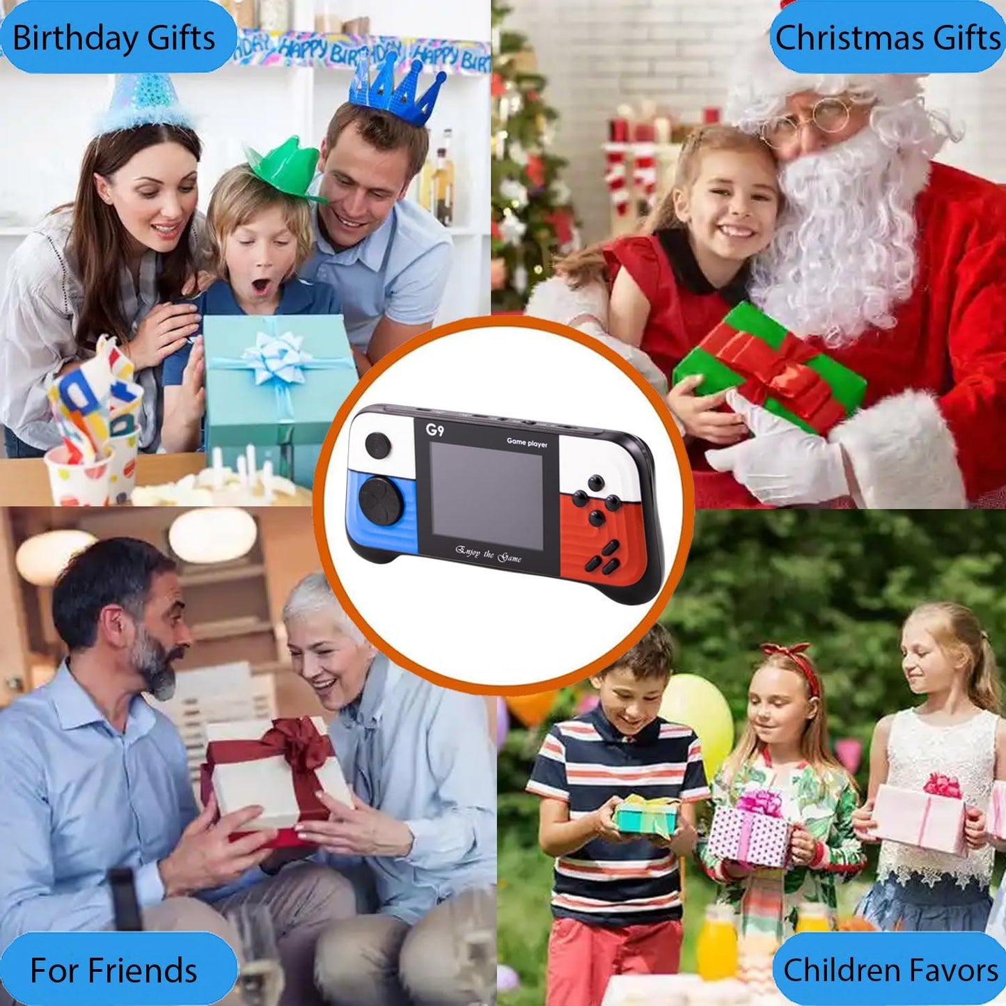 Retro Mini Video Games Portable Handheld Games，Handheld Game Console with Classical FC Games 3.0" Color Screen，Birthday for Boys Girls and Adults (Red&Blue)