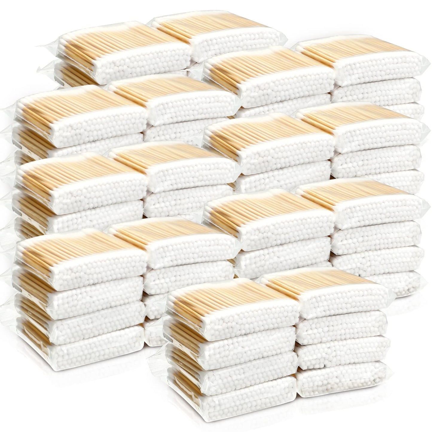 10000 Pcs Double Round Cotton Swabs with Wooden Sticks Bulk Cotton Buds Travel Size Ear Swabs for Ears Makeup Daily Cleaning Pet