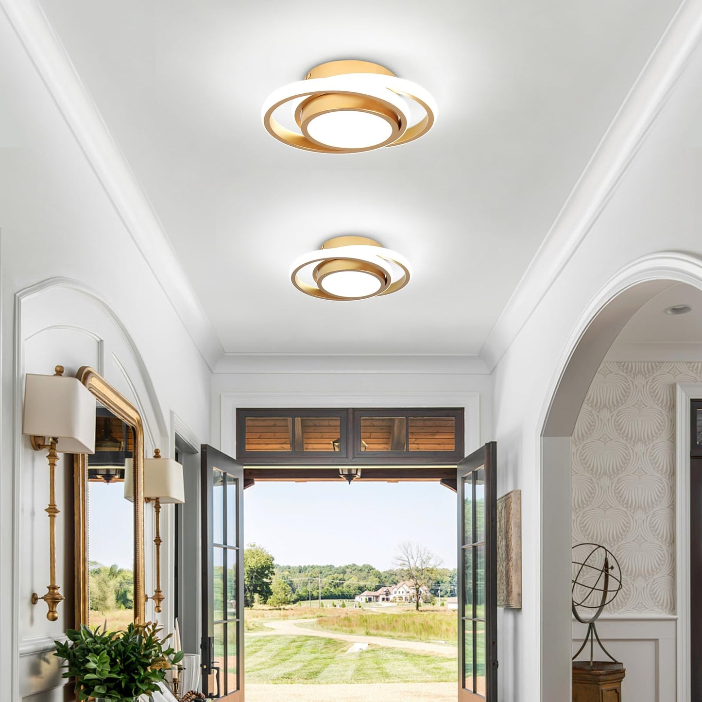 Caneoe Small Modern Led Ceiling Light  Gold Round Hallway Light Fixtures Ceilings  Indoor Ceiling Lamp Fixtures For Hallway Living Room Bedroom Kitchen Office Lighting Fixture