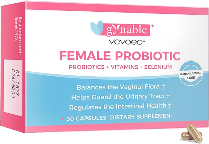Gynable Vaginal Probiotics for Womem,Female Probiotic for pH Balance with Lactobacillus 5 Billion CFU Probiotics Blend,Selenium-Vitamin D3,Promote Healthy Vaginal Odor & Vaginal Flora,30 Count