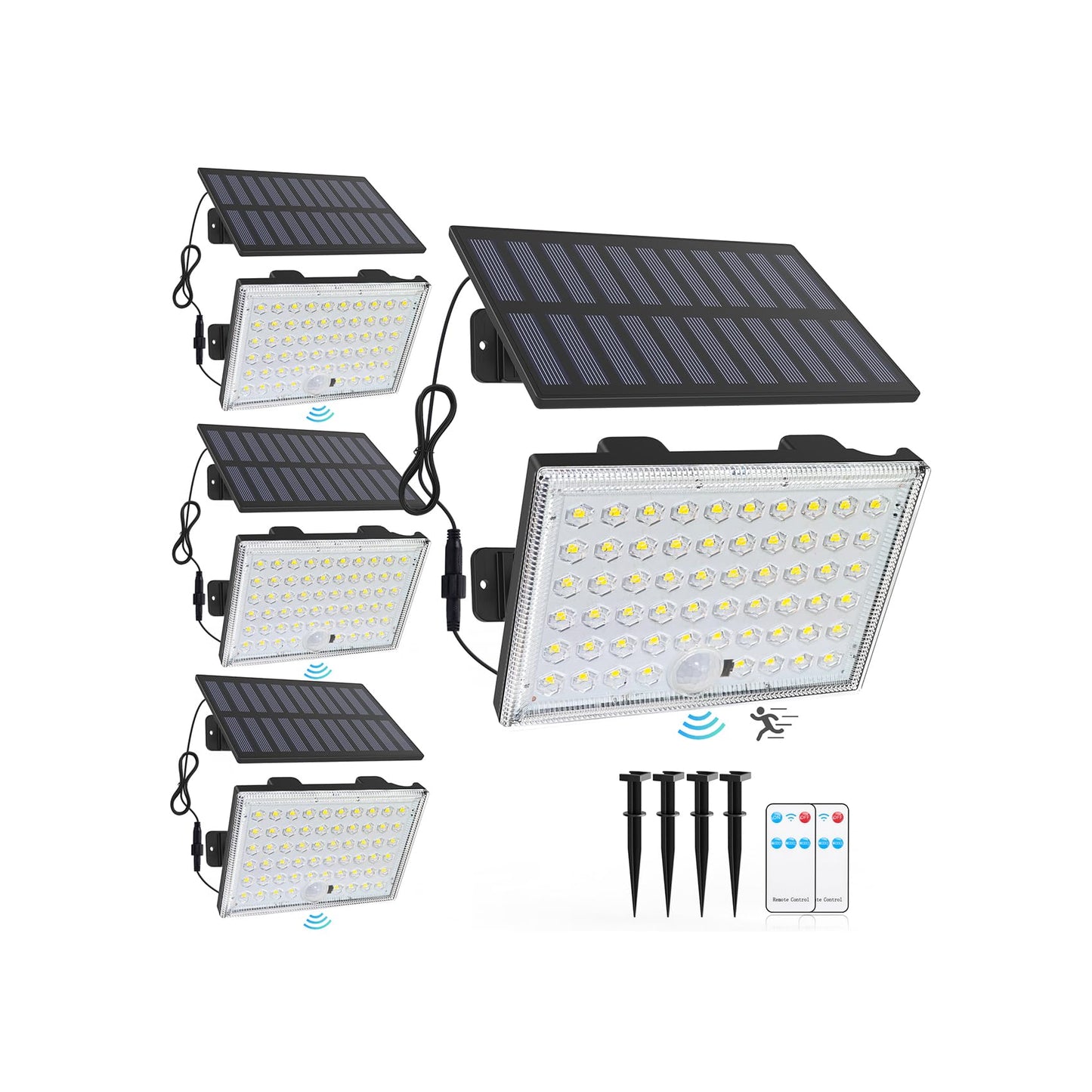 LumiZen Outdoor Solar Lights, 3500LM Motion Sensor, IP65 Waterproof, Remote Control, 4 Pack, Model FTT-001