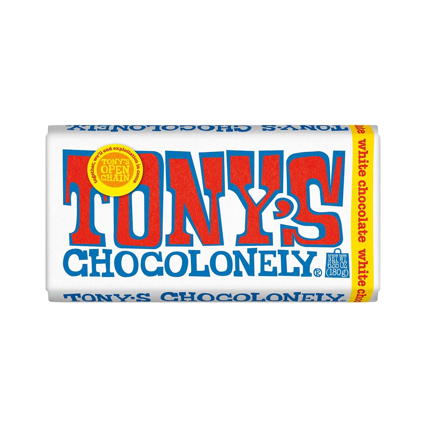 Tonys Chocolonely White Chocolate Bar, 6.35 Ounces | Classic | Belgium | Holiday Gift, Chocolate Candy