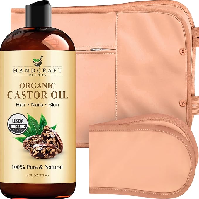 Handcraft Blends Castor Oil Pack Wrap | Organic Castor Oil 16 oz | Reusable Wraps | Durable Comfortable Pack Wraps | Adjus...
