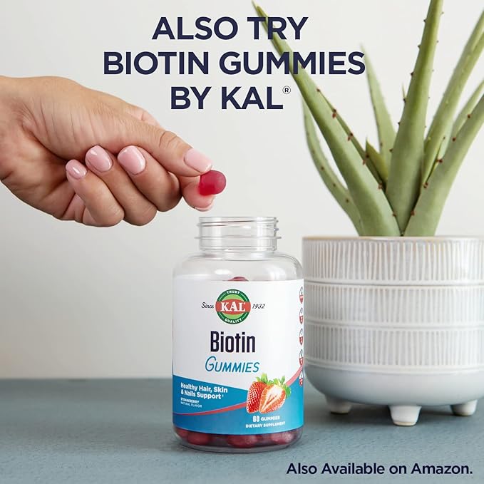 KAL 5000 Mcg Biotin Tablets, Mixed Berry, 100 Count