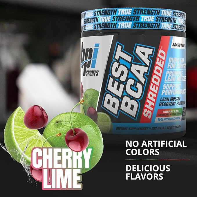 BPI Sports Best BCAA Shredded - Caffeine-Free Thermogenic Recovery Formula - BCAA Powder - Lean Muscle Building - Accelerated Recovery - Weight Loss - Hydration - Cherry Lime - 25 Servings - 9.7 oz.