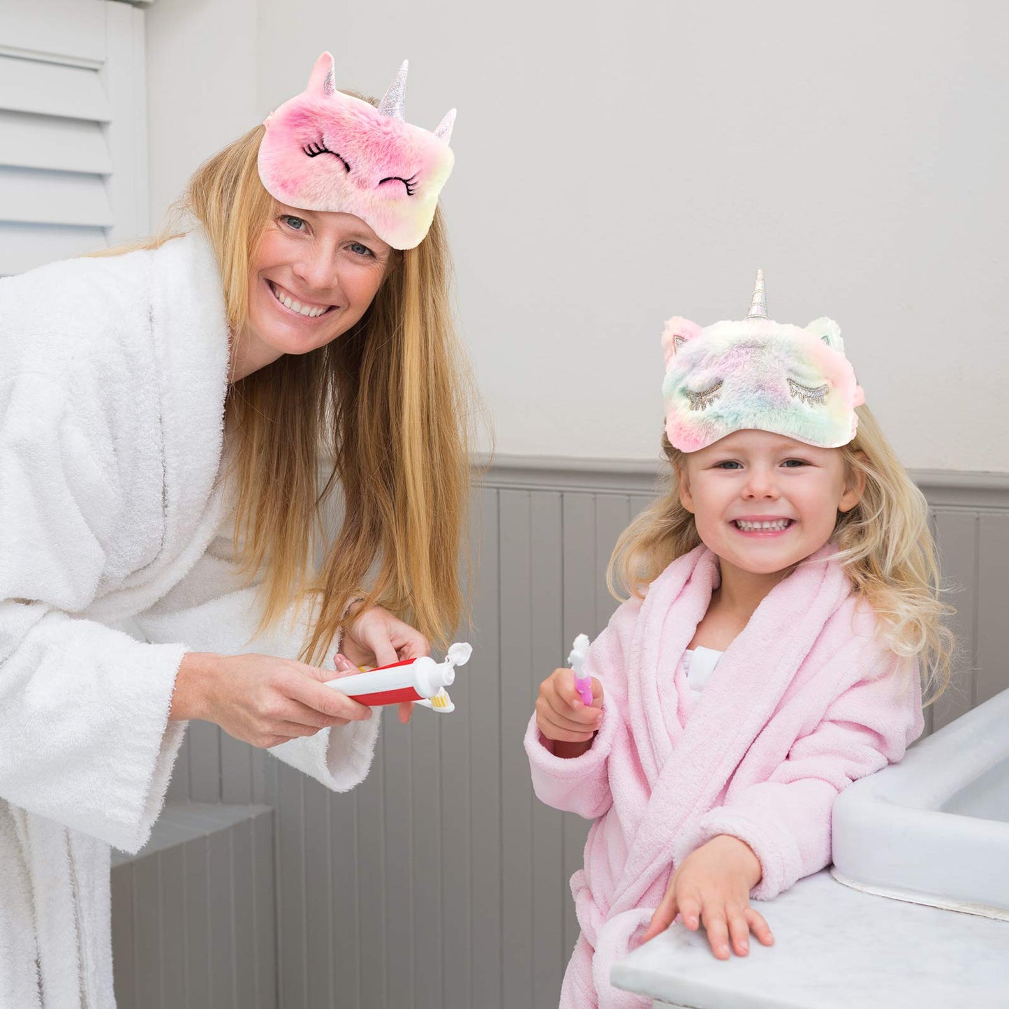 3 Pieces Plush Sleeping Eye Cover Bunny Cat Blindfold Cover Unicorn Sleeping Eye Shade Soft Funny for Kids Girls and Adult Travel (Unicorn Style)