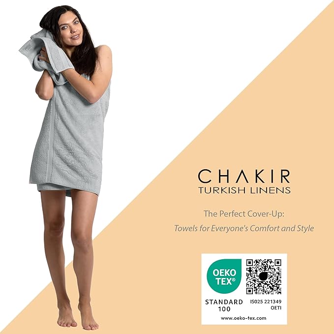 Chakir Turkish Linens | Hotel & Spa Quality 100% Cotton Premium Turkish Towels | Soft & Absorbent (8-Piece Towel Sets, Silver Gray)