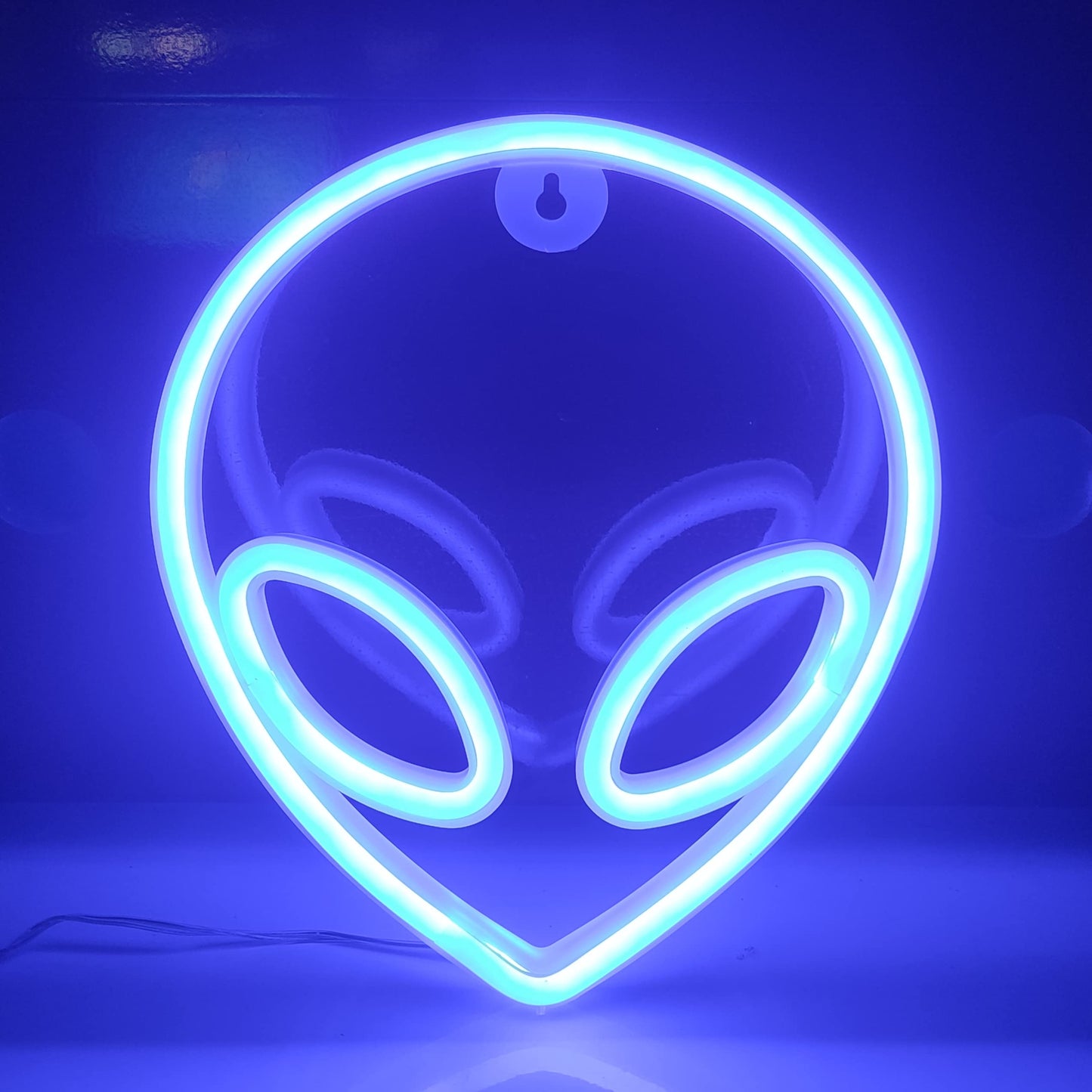 JYWJ Alien Neon Light - USB or Battery Powered LED Sign, 7.72in x 8.7in, Blue