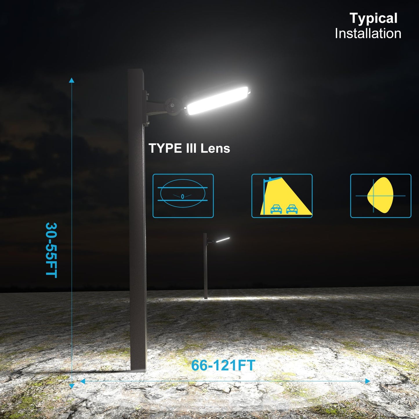 Lightdot 400W(486X1W) Led Parking Lot Light Adjustable Arm Mount Parking Lot Lighting (60000Lm Eqv 1600W Hps) Led Pole Lights Outdoor With Photocel(Height:30~50Ft)-3Pack