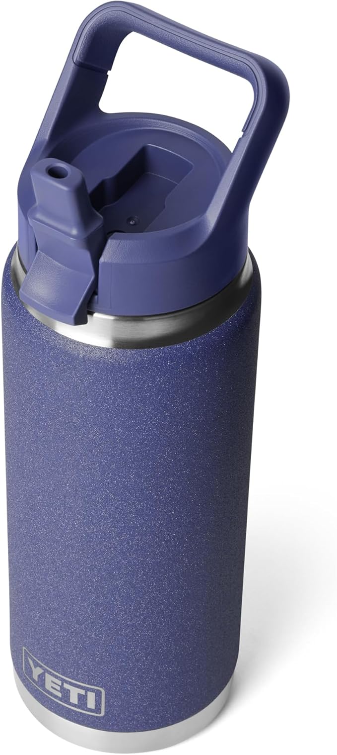 YETI Rambler 26 oz Bottle, Vacuum Insulated, Stainless Steel with Color Matching Straw Cap