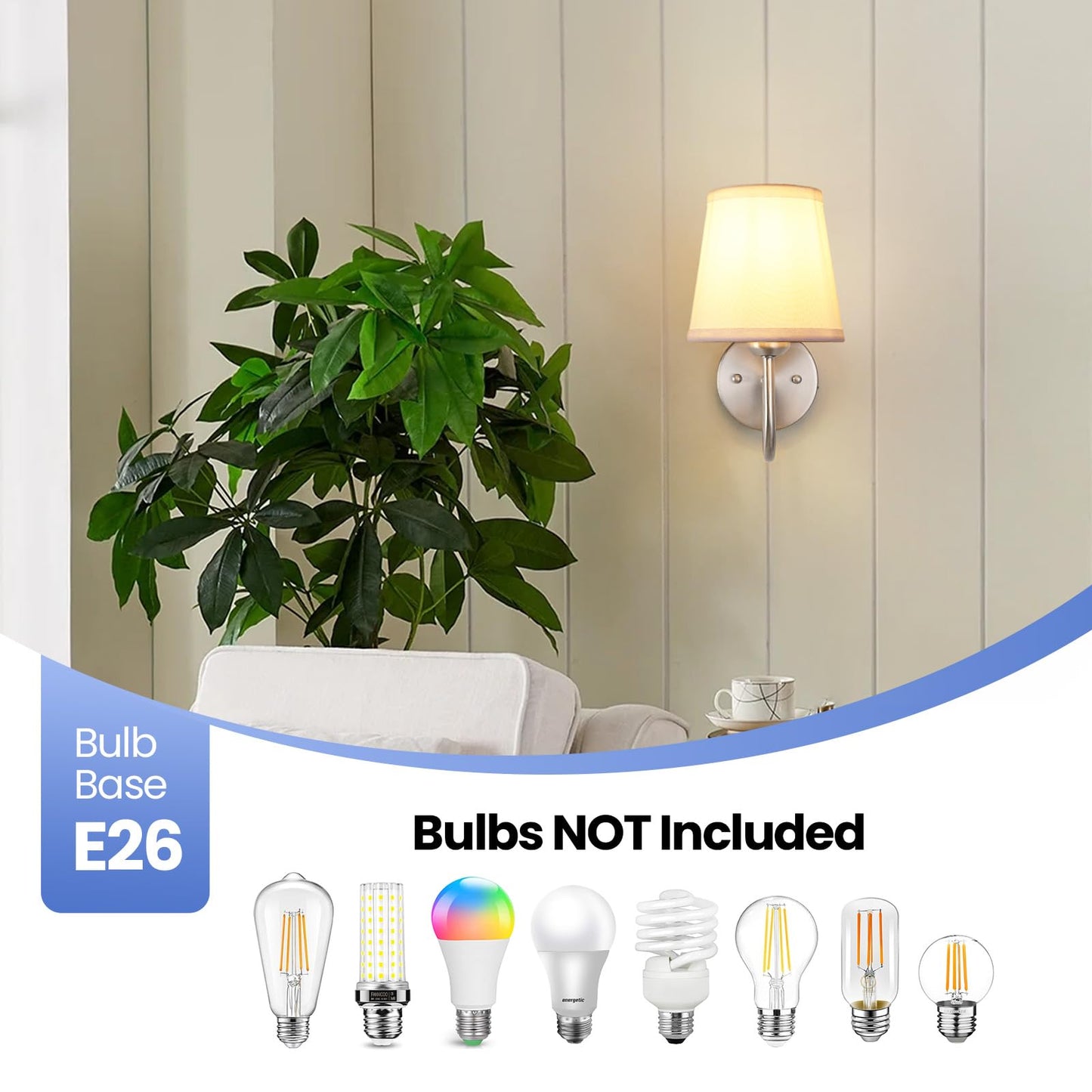 Smeike Wall Sconce Set Of 2  Brushed Nickel Bathroom Vanity Sconces Wall Lighting  Indoor Wall Lights With Light Beige Fabric Shades  Wall Mounted Lamps For Bedroom Living Room Hallway