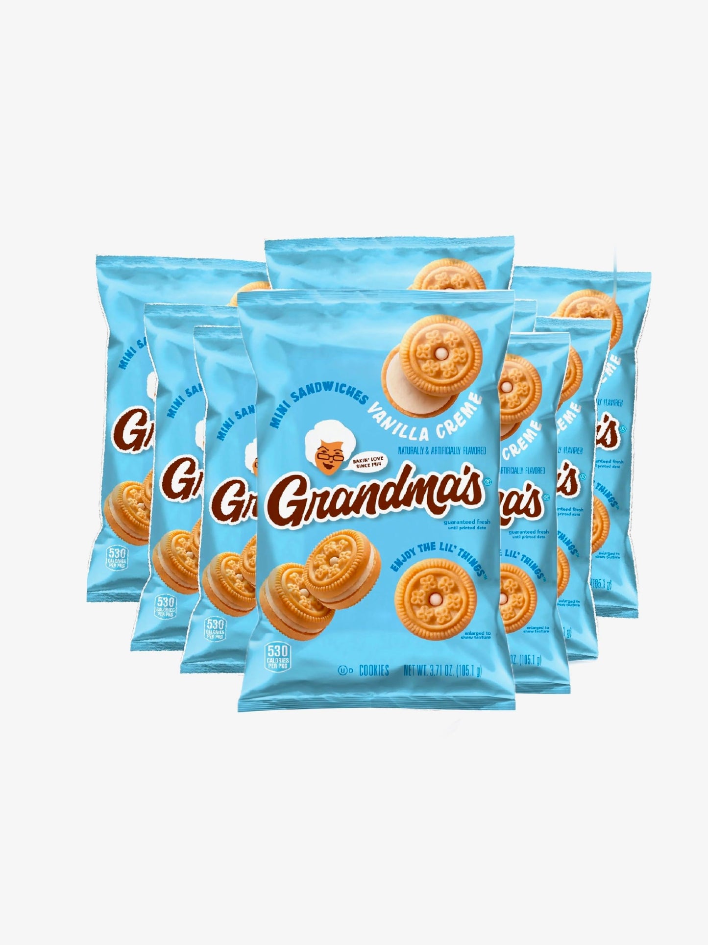 Grandmas Mini Vanilla Crme Sandwich Cookies-8 Count Bundle (2.12 oz each) packaged by Essence Yaade